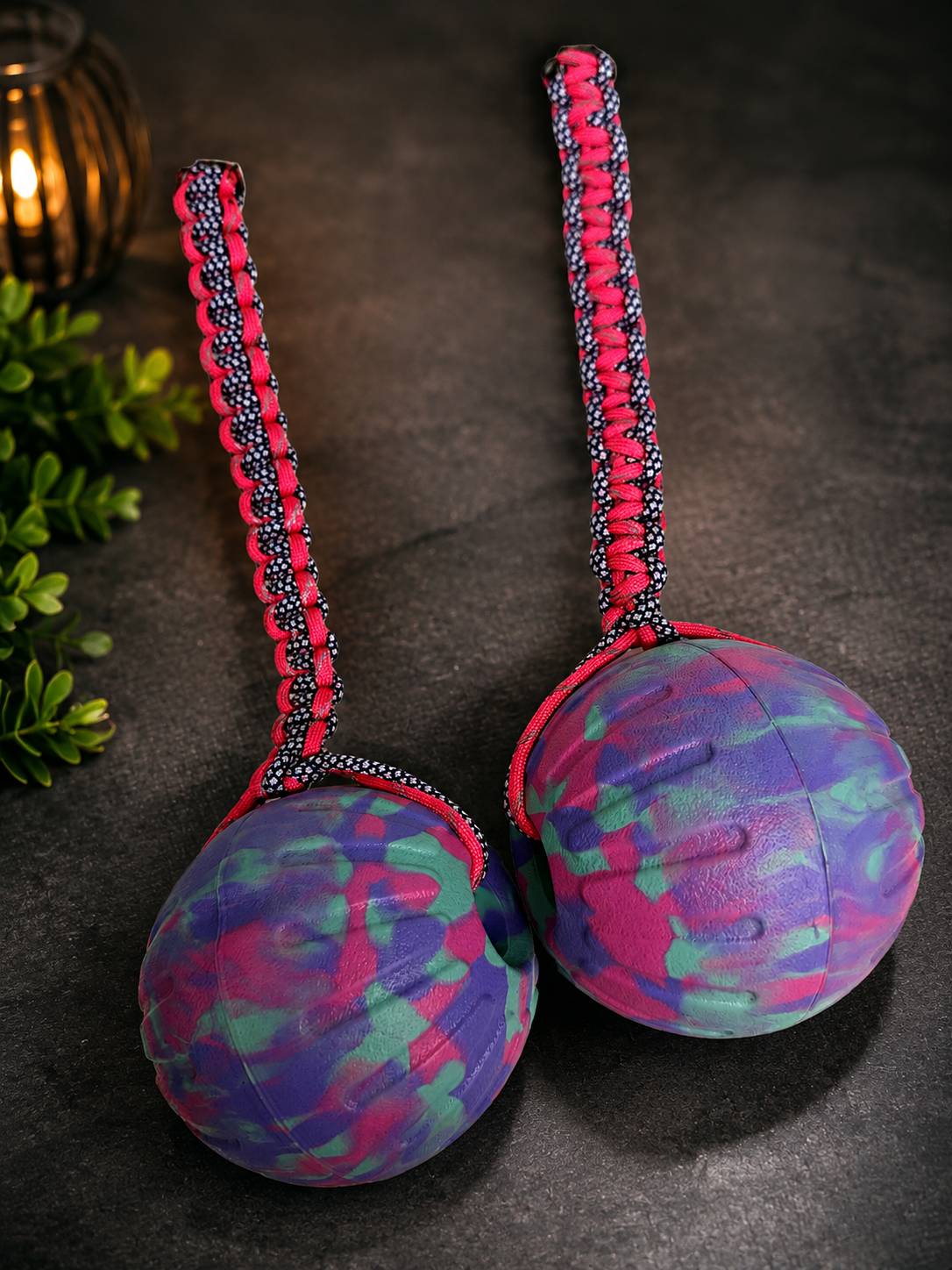 Large obedience ball with paracord handle