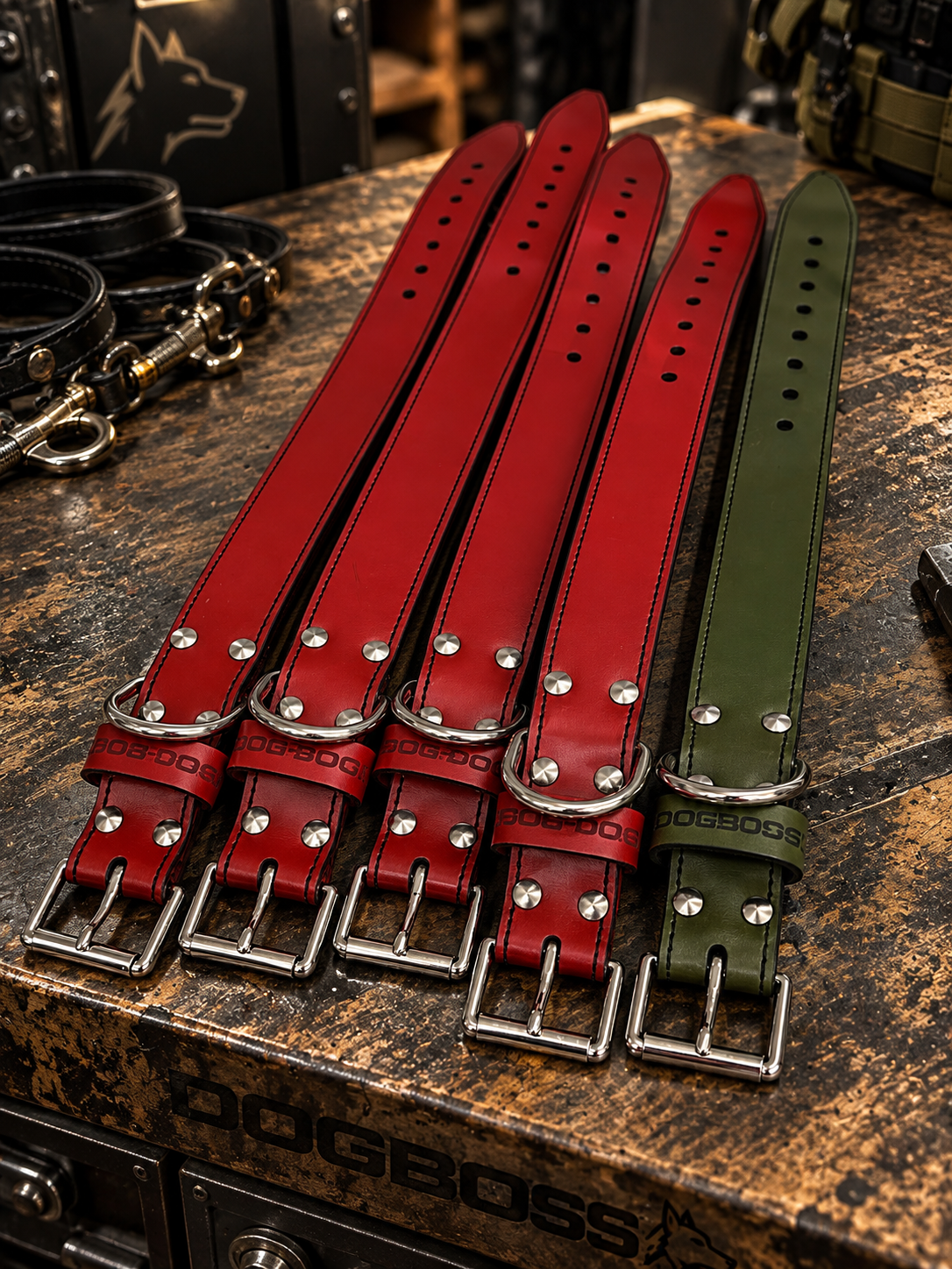Leather puppy collars 38mm wide