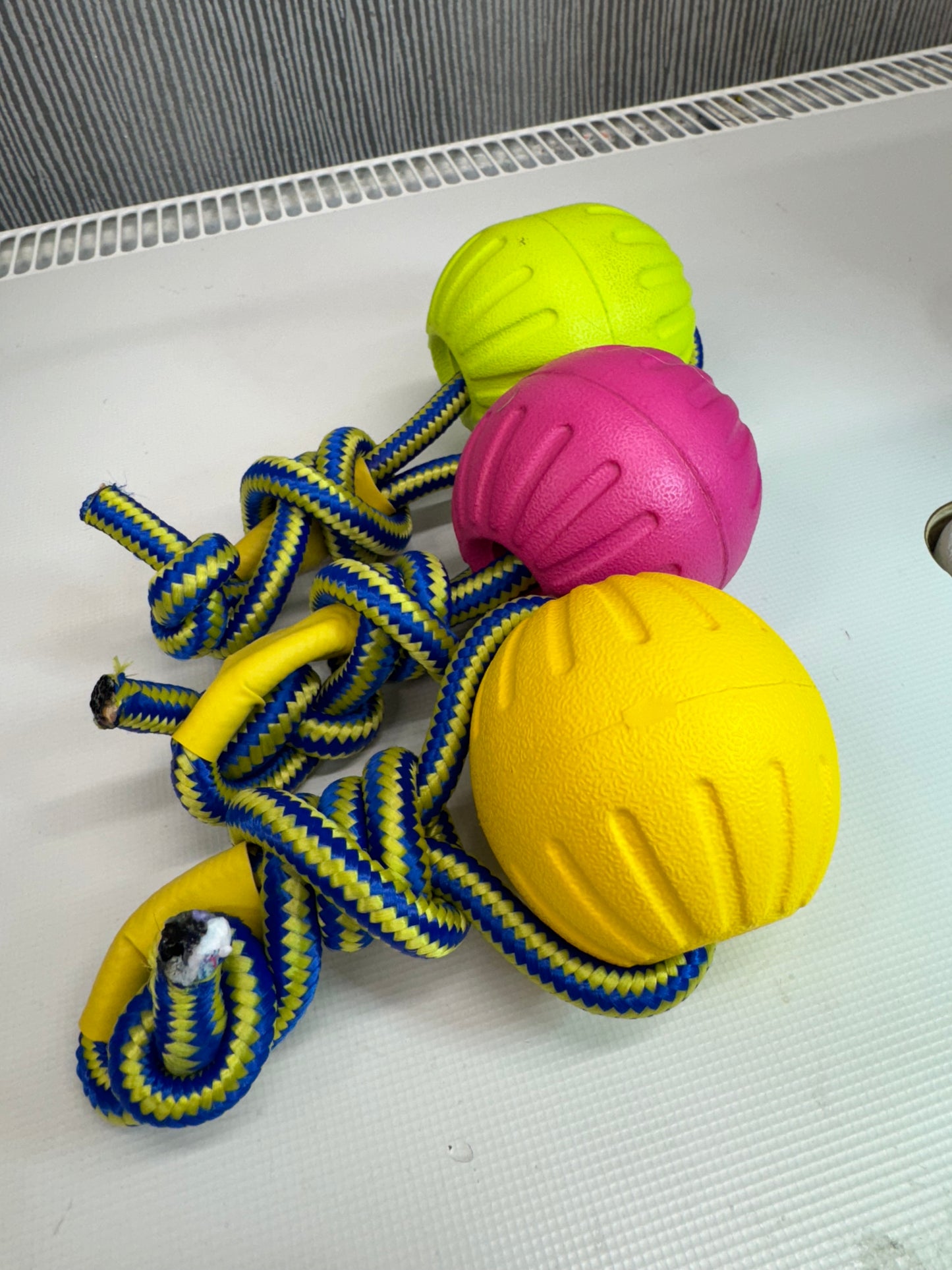 Medium pink balls on rope